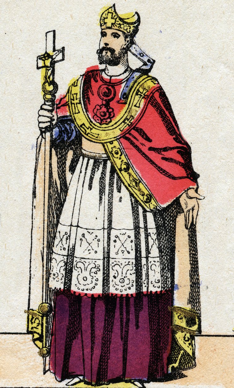 Retrato de Bonifácio (v. 675-754), arcebispo de Mainz, que evangelizou a Alemanha e reorganizou o porteiro dos Franc Clerge. de French School