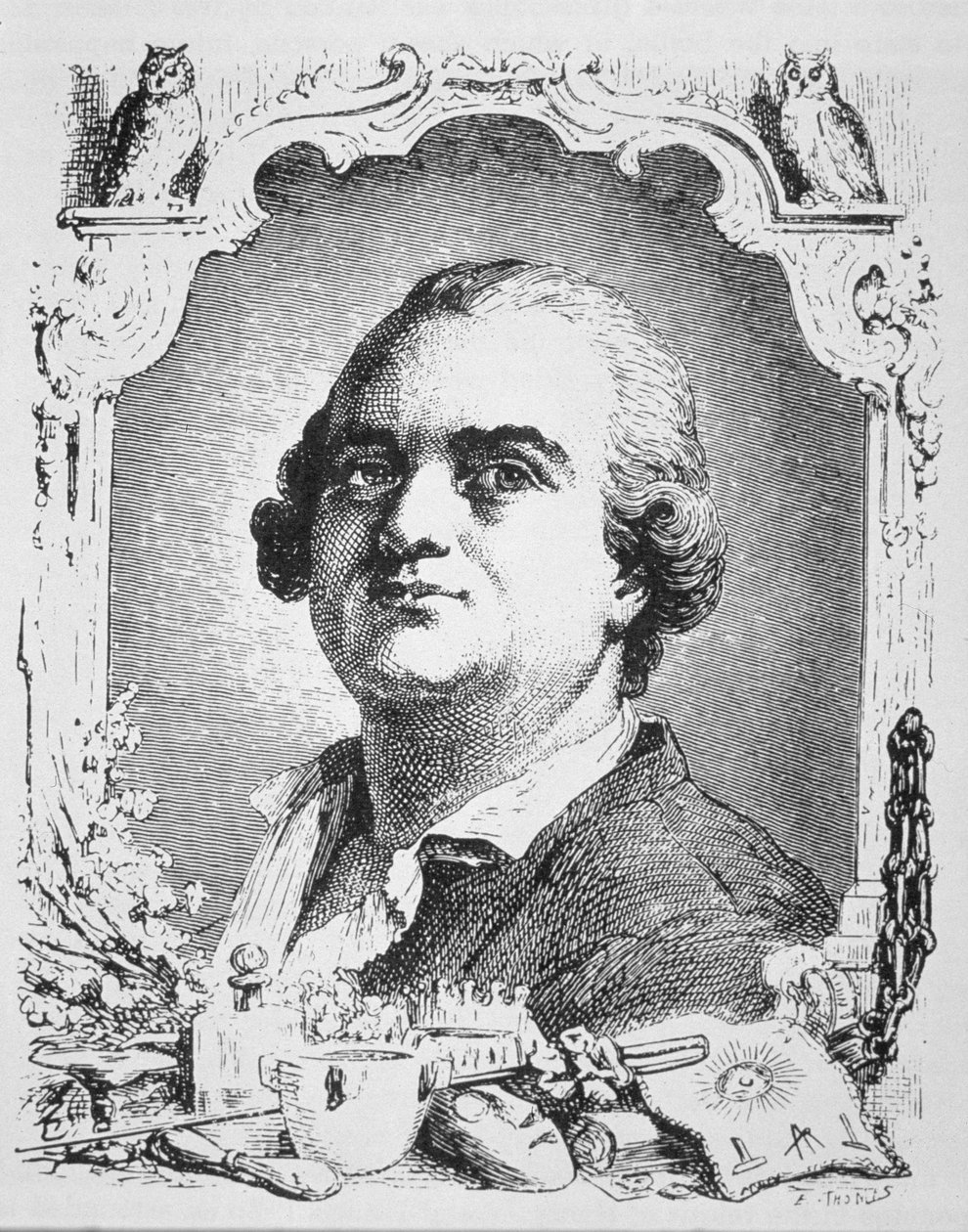 Retrato de Cagliostro (1743-95) cópia de uma ilustração de Histoire de la Magie por Paul Christian, usada em uma História da Magia, publicada no final do século XIX de French School