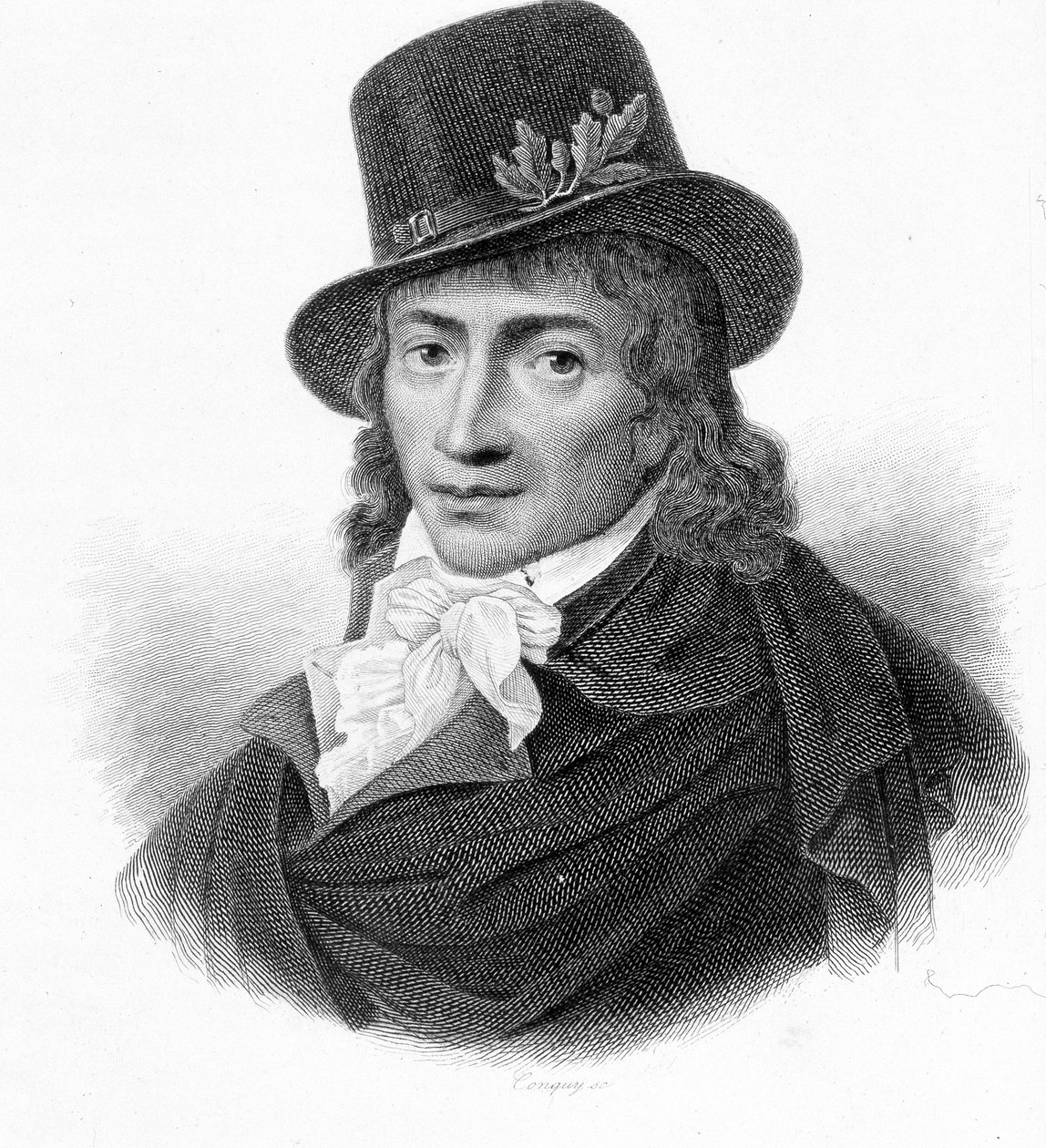 Retrato de Camille Desmoulins (1760-1794), publicista e político francês. - em "Revolution francaise" de Thiers. Século XIX de French School