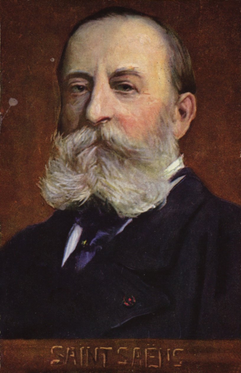 Retrato de Camille Saint-Saens (litografia a cores) de French School
