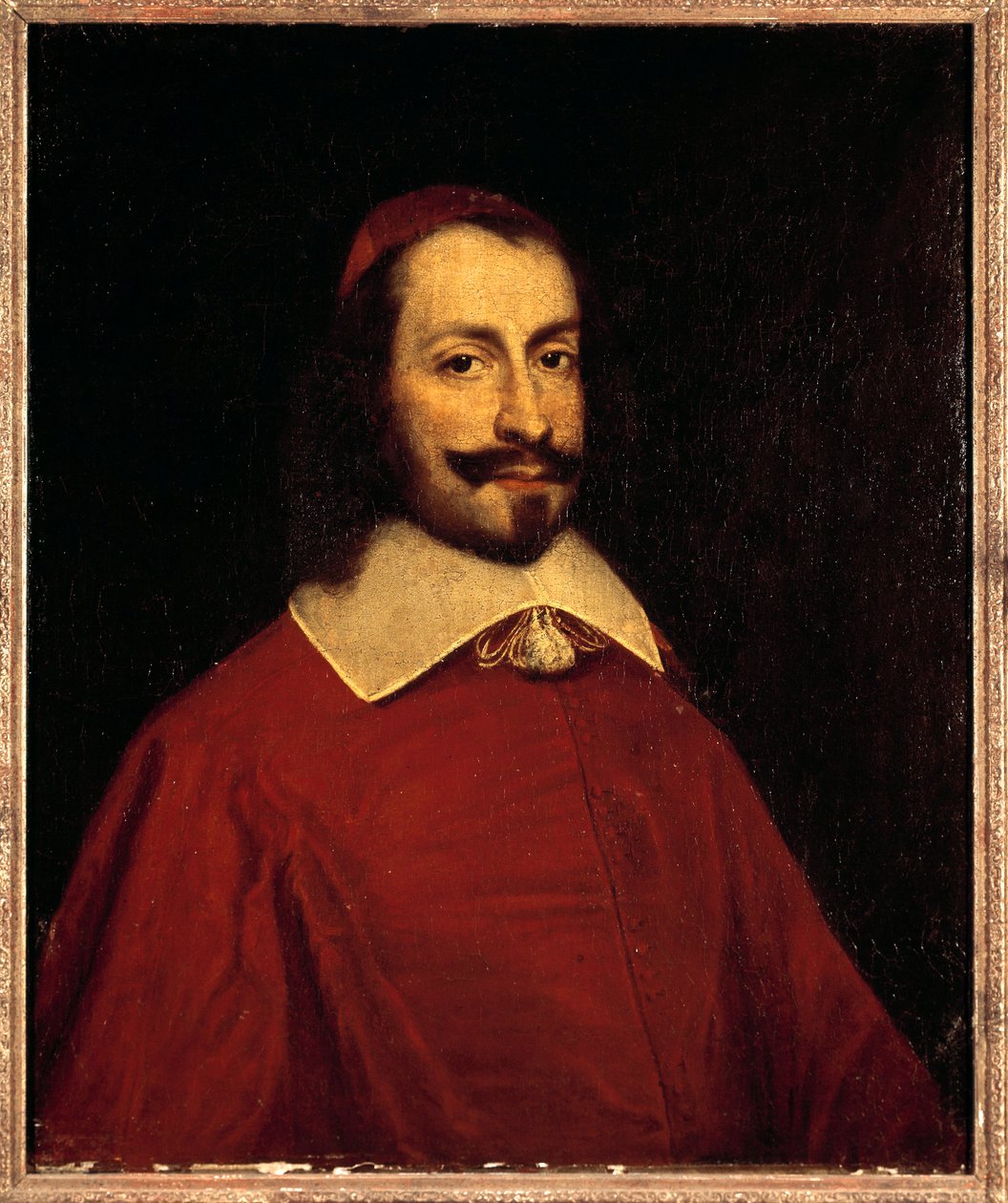 Retrato do Cardeal Jules Mazarin (1602-1661) (Giulio Raimondo Mazzarino ou Mazarino) Pintura da Escola Francesa do Sol do século XVII. 0,74x0,6 m versailles, museu do castelo de French School