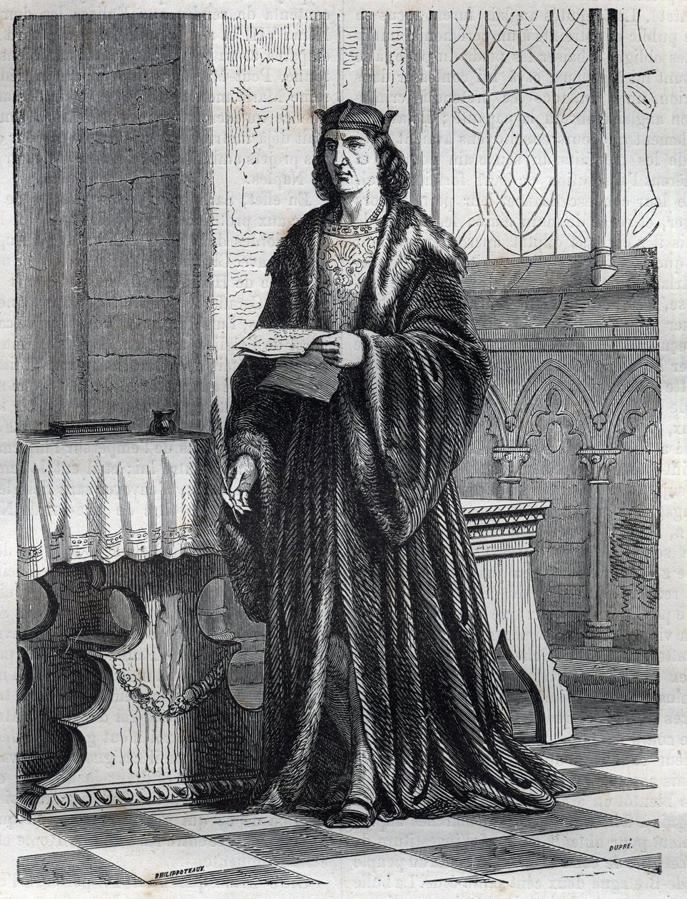 Retrato do Cardeal Pietro Carafa ou Caraffa ou John Peter Caraffa futuro Papa Paulo IV (Paolo IV 1476-1559) Gravação em "História dos Papas (...) Crimes da Rainha Rei e Imperadores através dos séculos" por Maurice Lachatre de French School