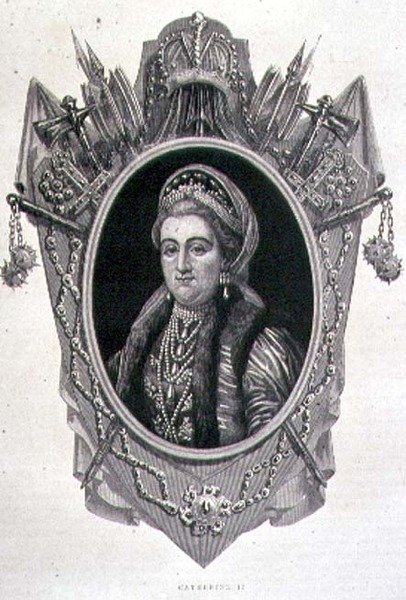 Retrato de Catarina II, a Grande (1729-96) (gravura) de French School
