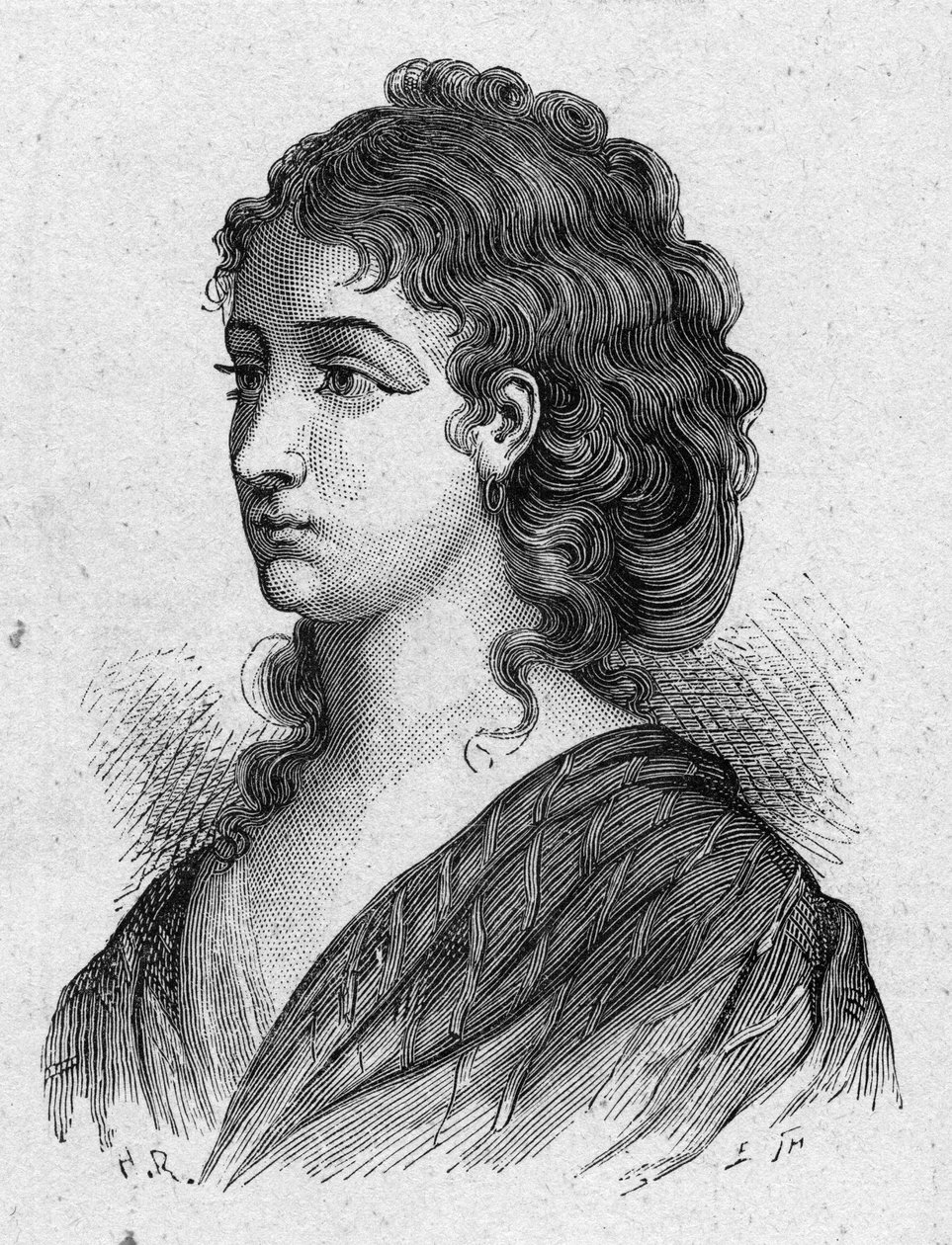 Retrato de Cecile Aimee Renault (1774-1794), revolucionária francesa. Gravura de 1889. Colecção privada. de French School