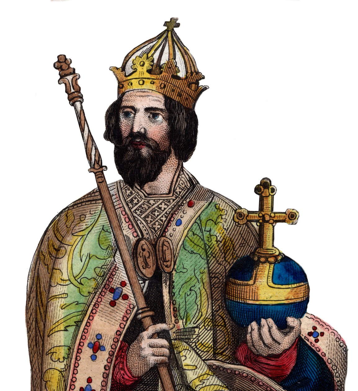 Retrato de Carlos Magno (742-814), rei dos francos. de French School
