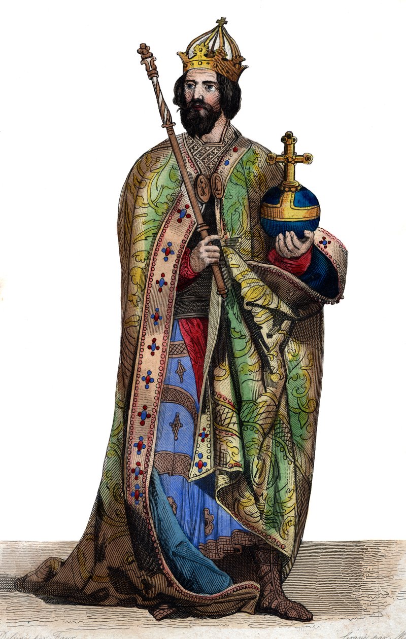 Retrato de Carlos Magno (742-814), rei dos francos. de French School