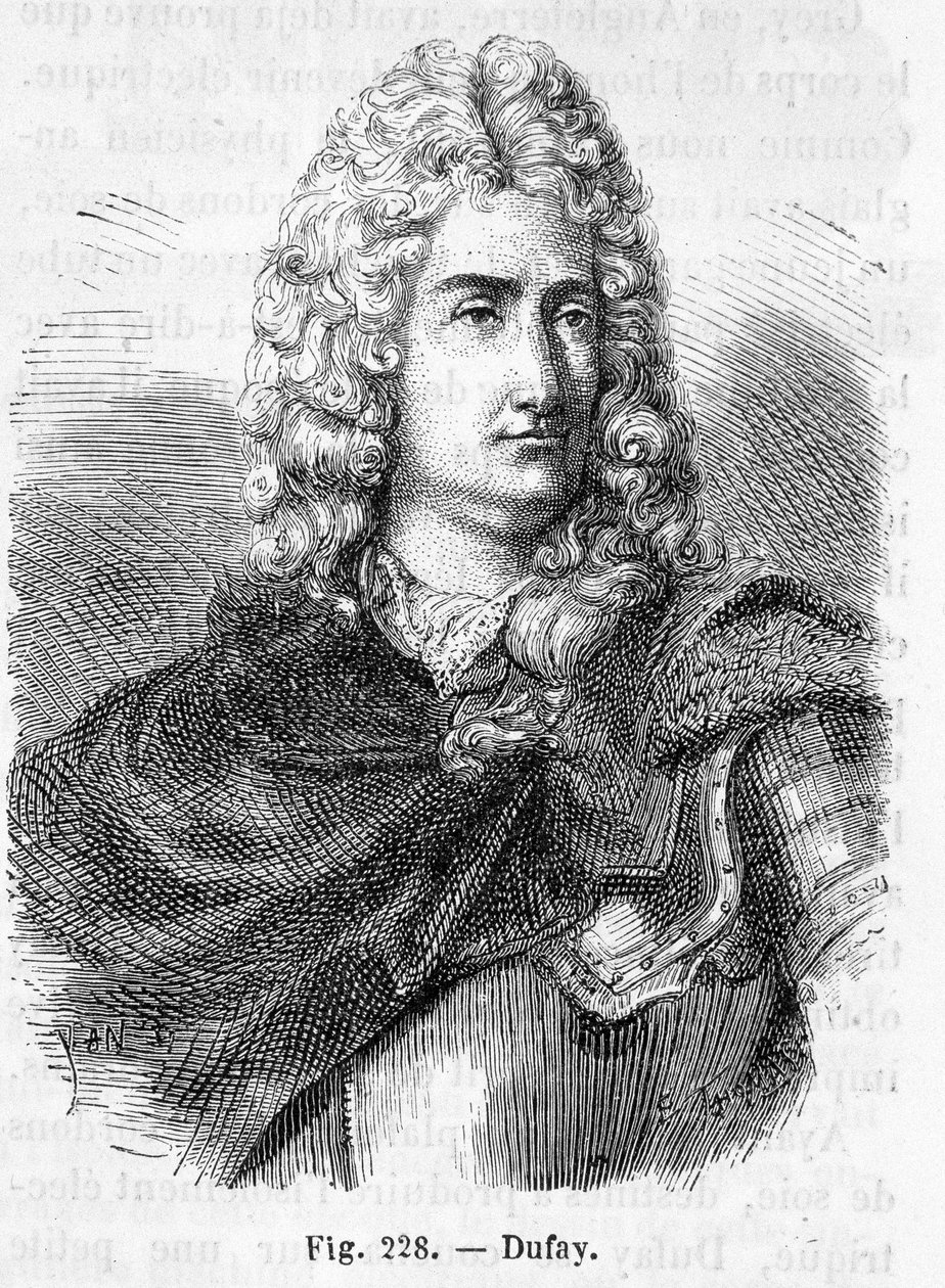 Retrato de Charles François Du Fay (Dufay?) (1698 - 1739), químico e físico francês - em "Histoire de France" de Henri Martin de French School