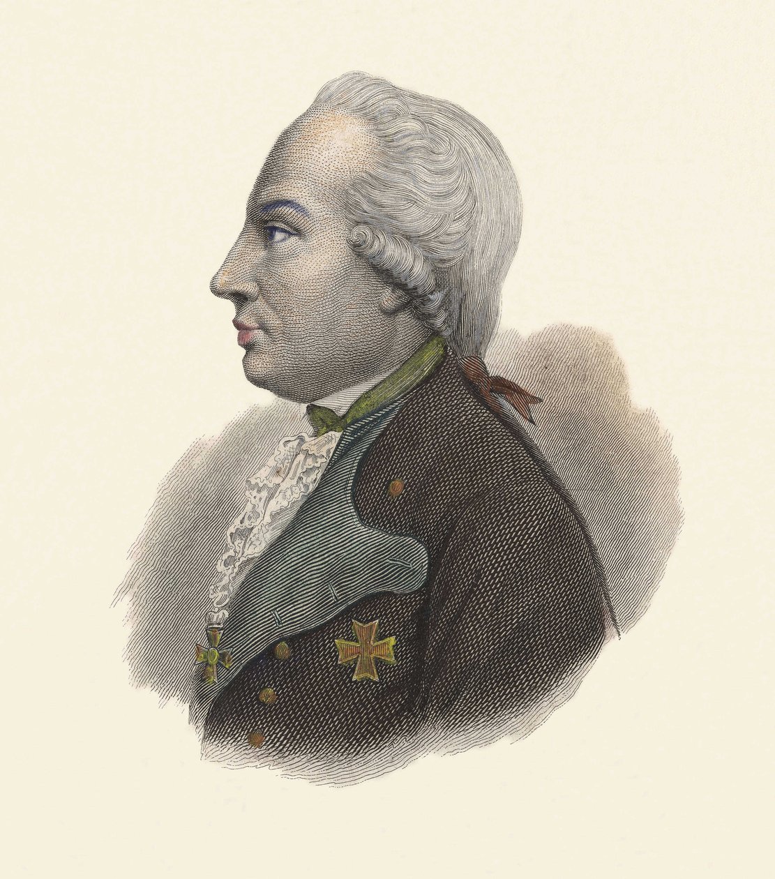 Retrato de Charles Guillaume Ferdinand, duque de Brunswick (1735-1806), general prussiano. in "Portraits des Hommes Useful" de French School