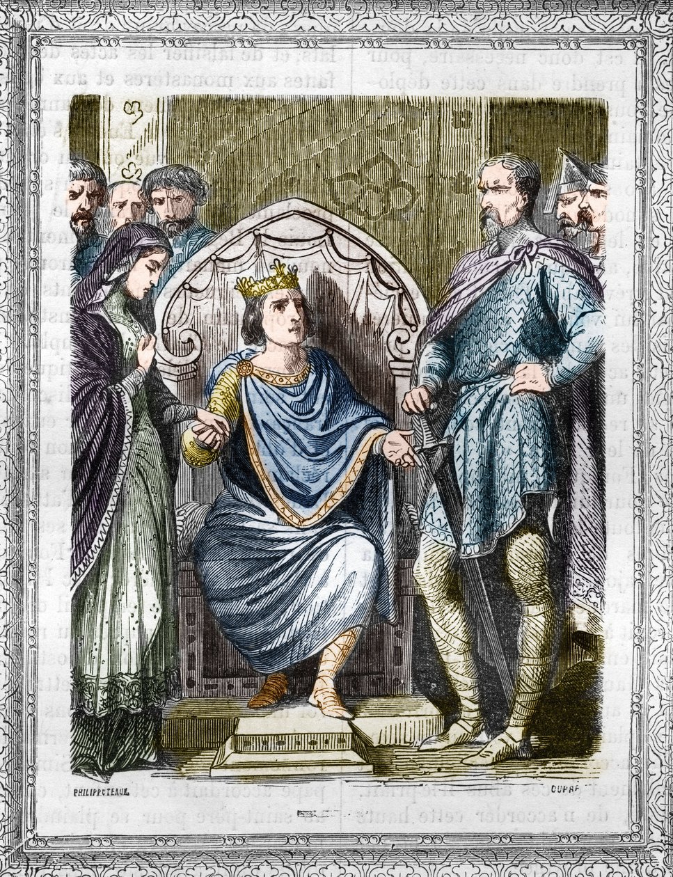 Retrato de Carlos III chamado de Simples (879-929). Gravura em "Histoire des Papes-Rois-Queen and Empereurs a travessa les centuries" de Maurice Lachatre de French School