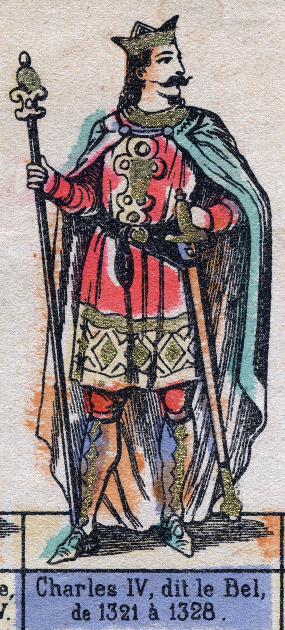 Retrato de Carlos IV da França, conhecido como Carlos o Bel (1294-1328) (dinastia dos Capetianos). Ilustração do final do século XIX. de French School