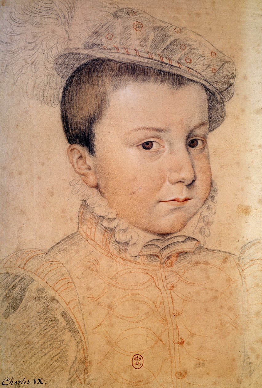 Retrato da criança Charles IX (1550-1574). Desenho anônimo da escola francesa de French School