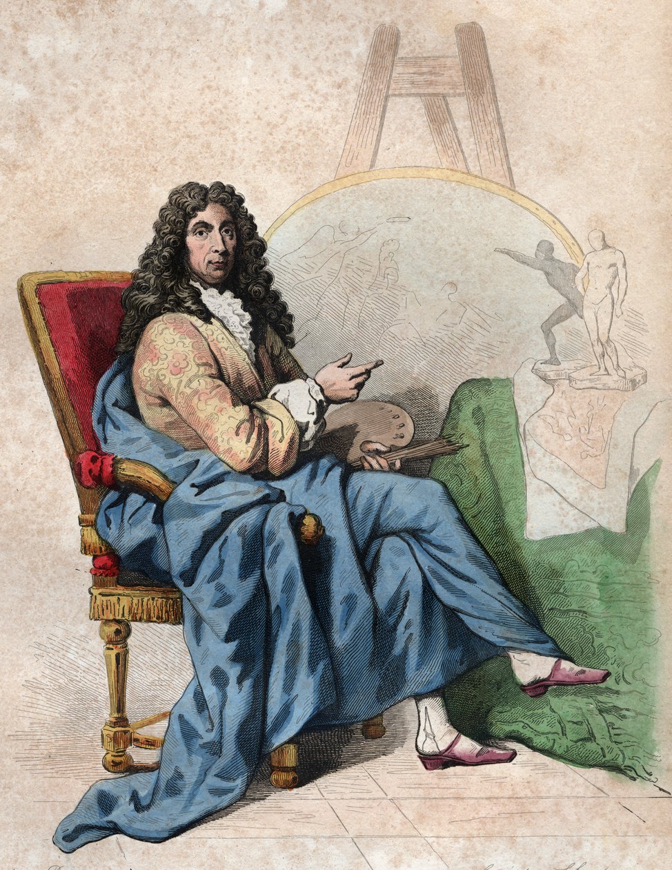 Retrato de Charles Lebrun (Le Brun) (1619-1690), pintor francês e teórico da arte. de French School