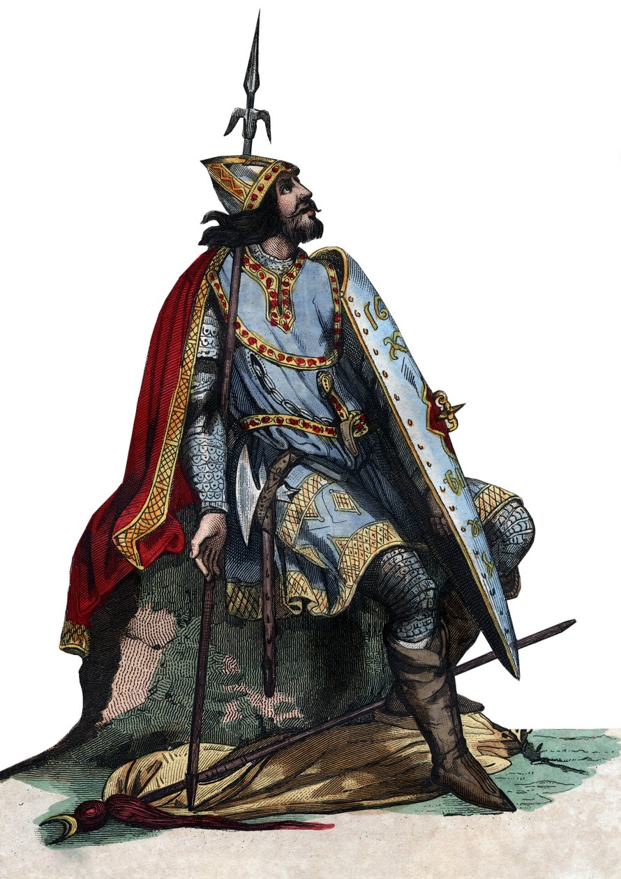 Retrato de Charles Martel (688-741), líder militar e político franco. de French School