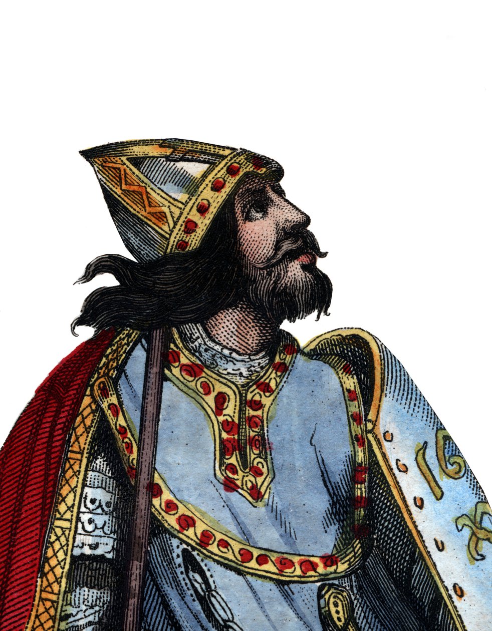 Retrato de Charles Martel (688-741), líder militar e político franco. de French School