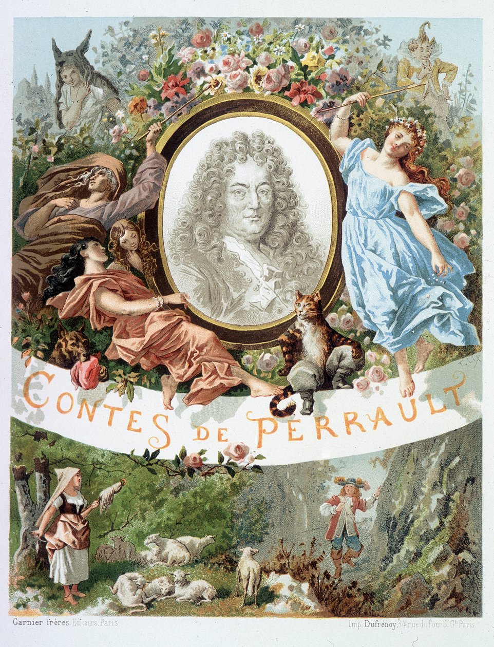 Retrato de Charles Perrault - Frontispício de "Contos de Perrault de French School