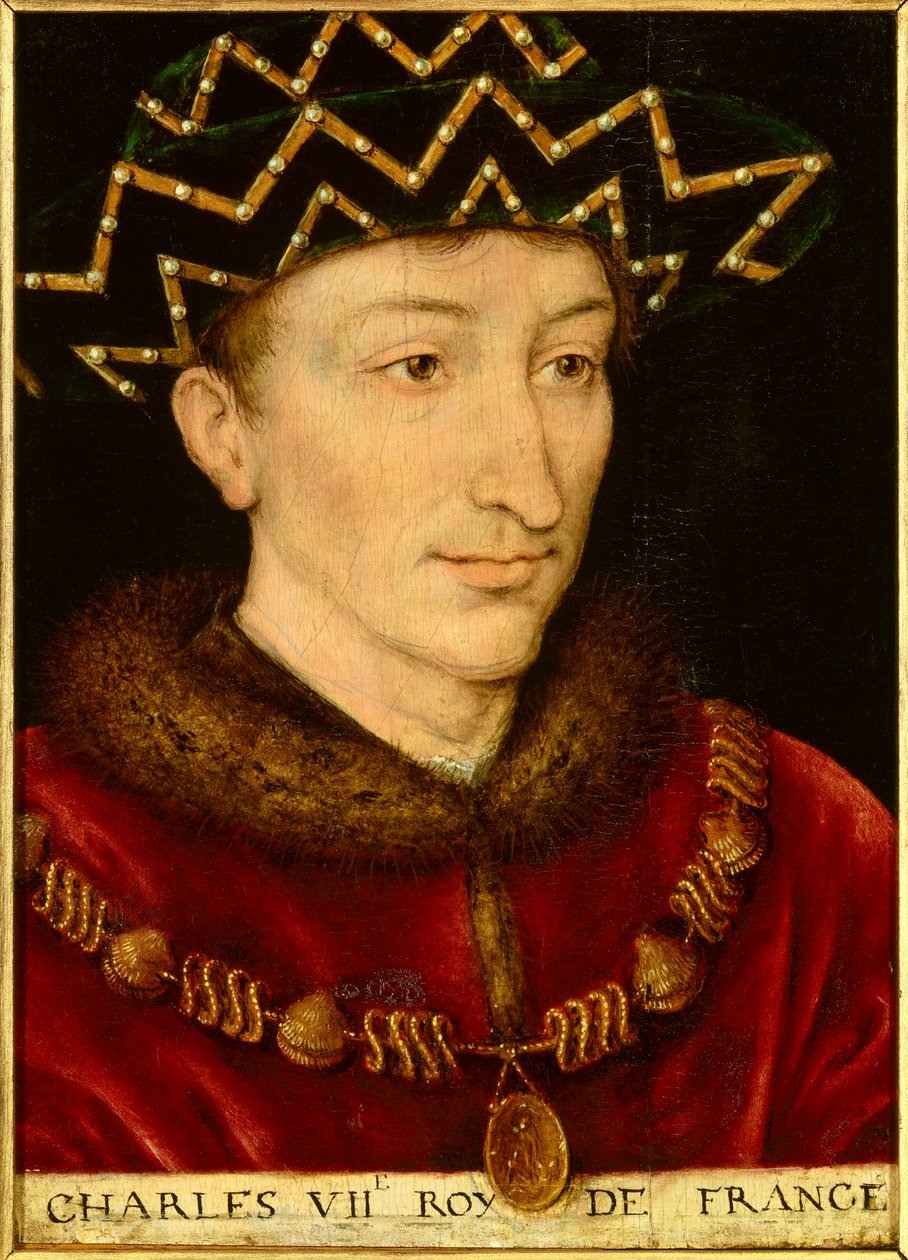 Retrato de Carlos VII (1403-1461) Rei de França. Pintura da escola francesa de French School