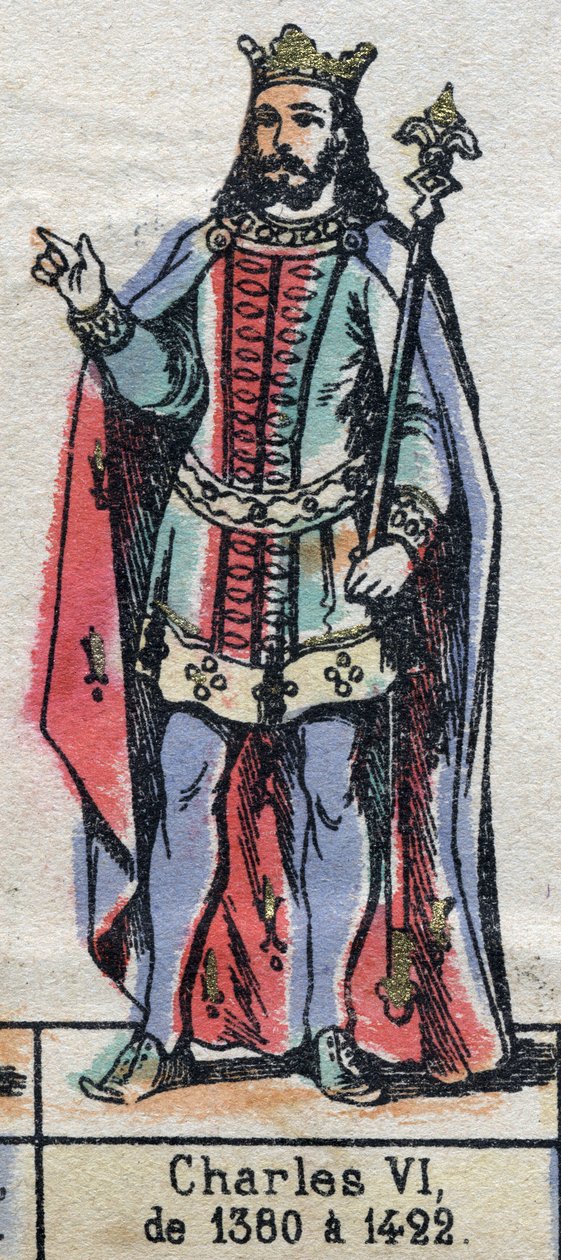 Retrato de Carlos VI de França, conhecido como Carlos o Bom Aime (1368-1422) (dinastia dos Capetianos). Ilustração do final do século XIX. de French School