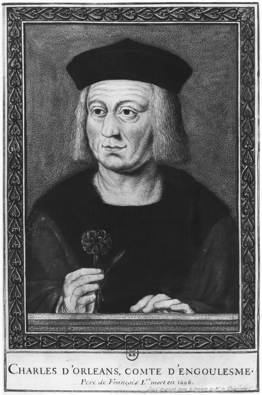 Retrato de Charles de Orleans, Conde de Angoulême, após o original da coleção Roger de Gaignieres (wc no papel) de French School