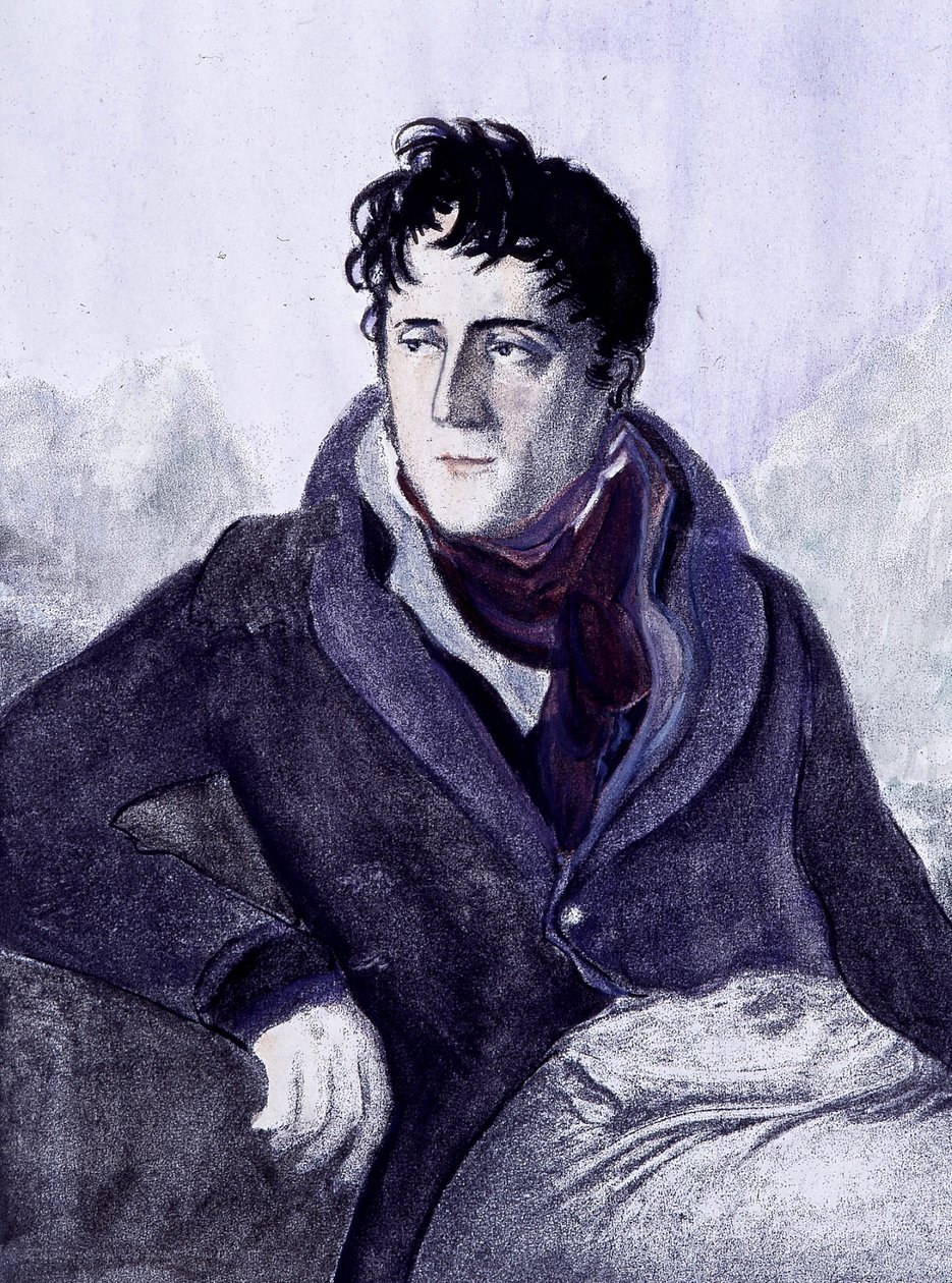 Retrato de Chateaubriand. Gravura do século XIX. de French School