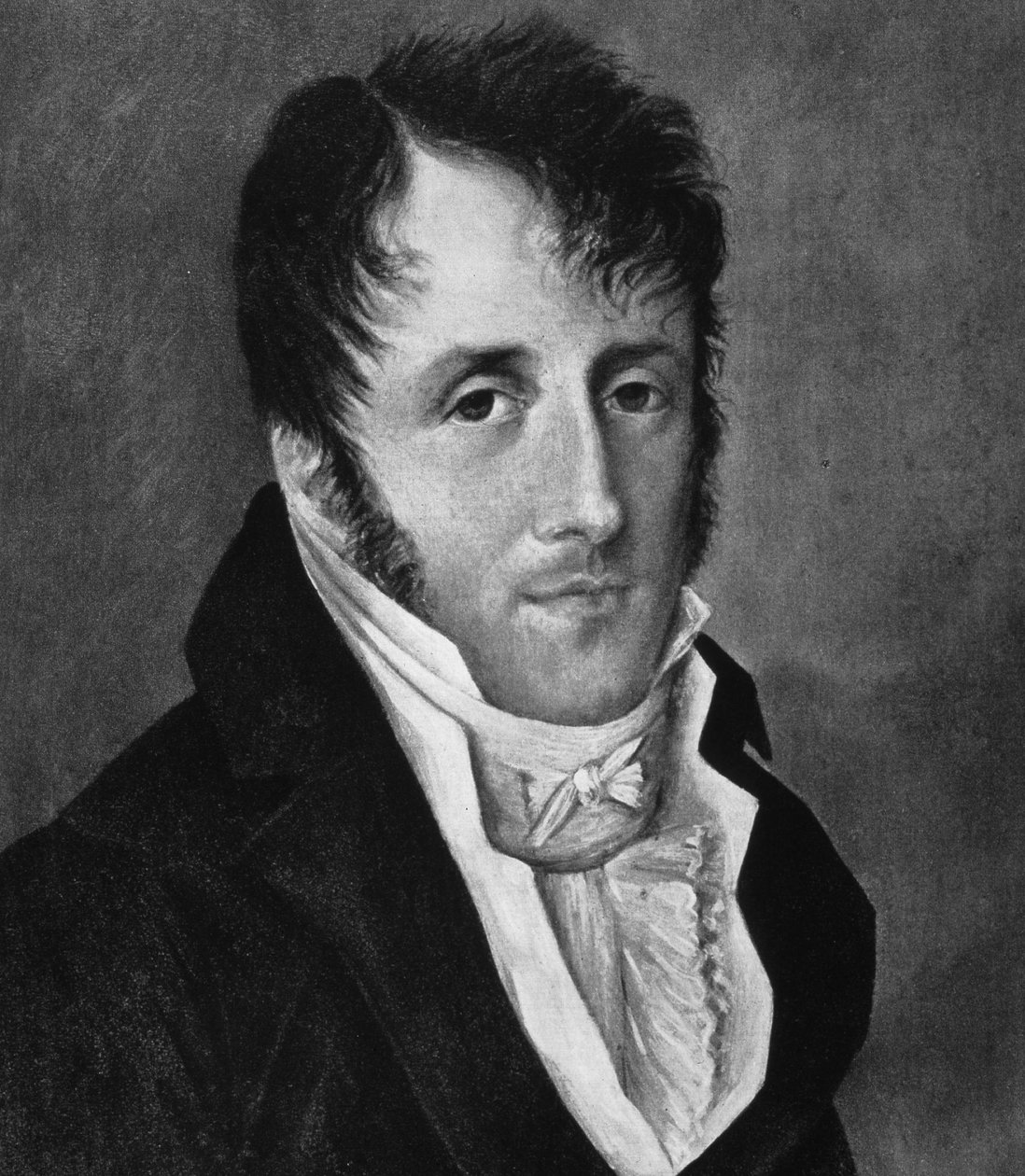 Retrato de Chateaubriand. Gravura do século XIX. de French School