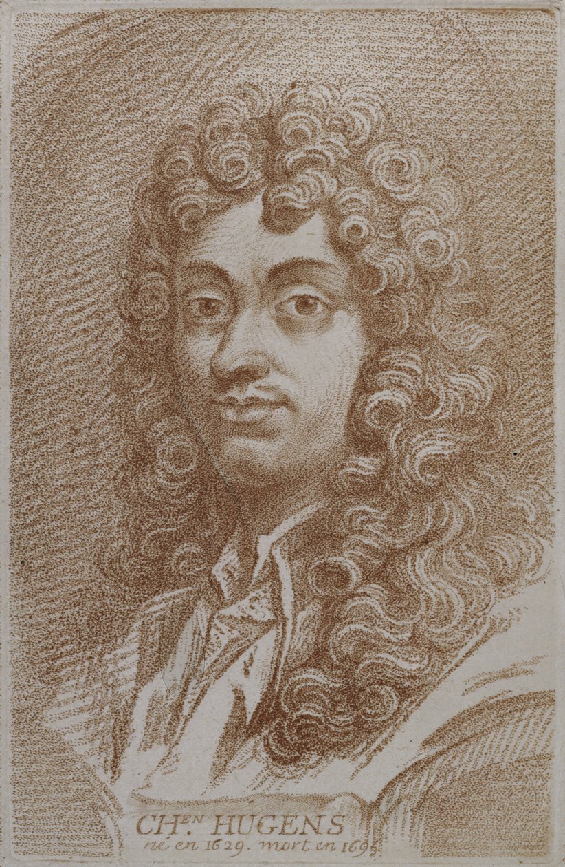 Retrato de Christian Huygen (1629-95) da History of Mathematicians de Alexandre Saverien, meados do século XVIII de French School