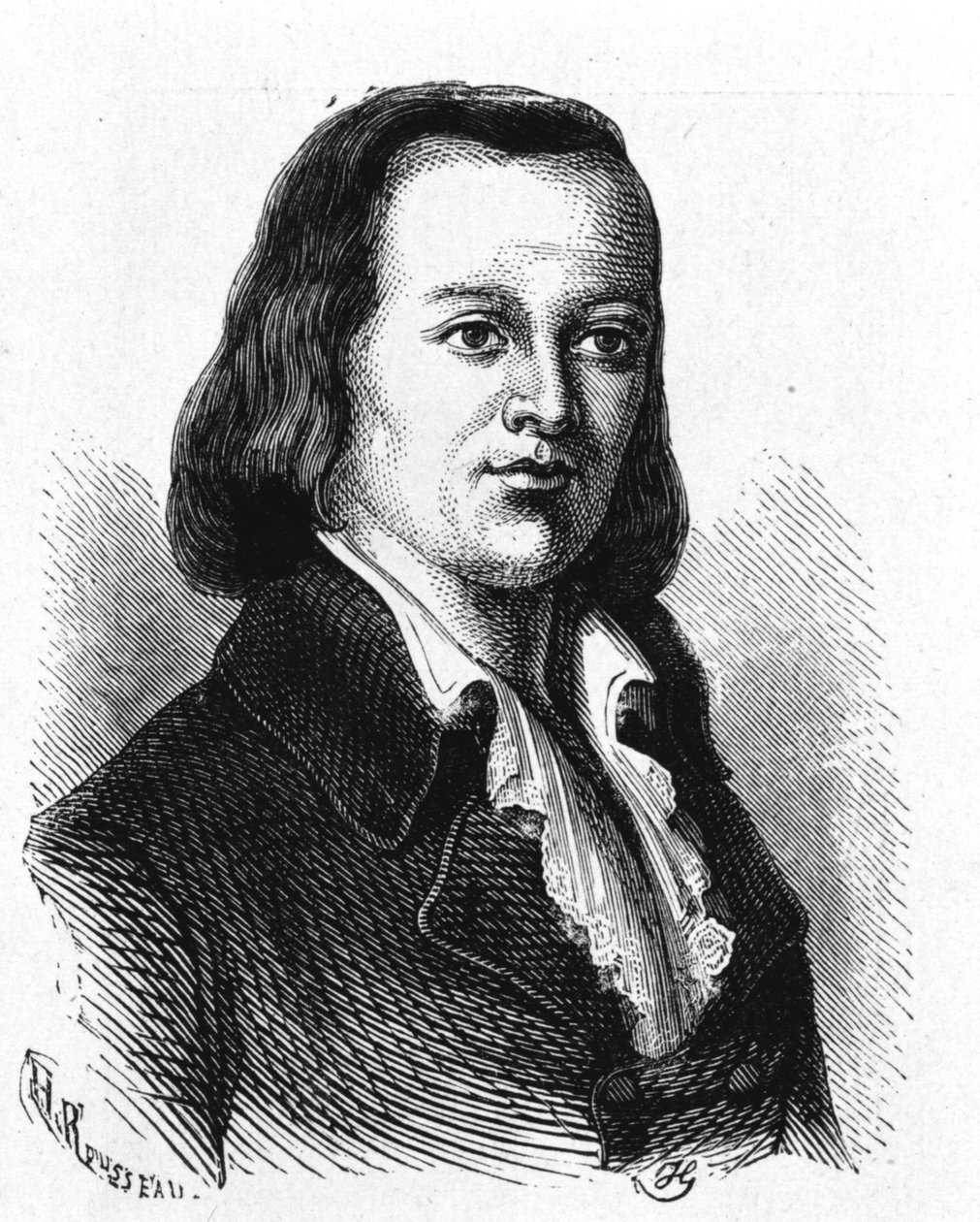 Retrato de Claude Chappe (1765 - 1807), engenheiro francês que fez o primeiro telégrafo aeriano - no "Album de la Science; cientistas ilustres; Grandes descobertas" 1896. de French School