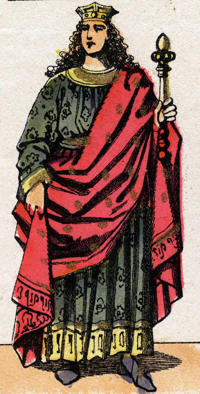 Retrato de Clotaire (Clothaire) II (584 - 628), Rei da Neústria e Rei dos Francos. de French School