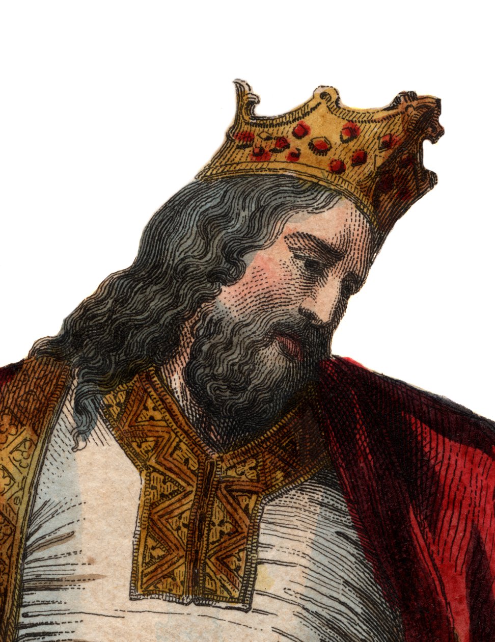 Retrato de Clovis I (466-511), rei dos francos. de French School