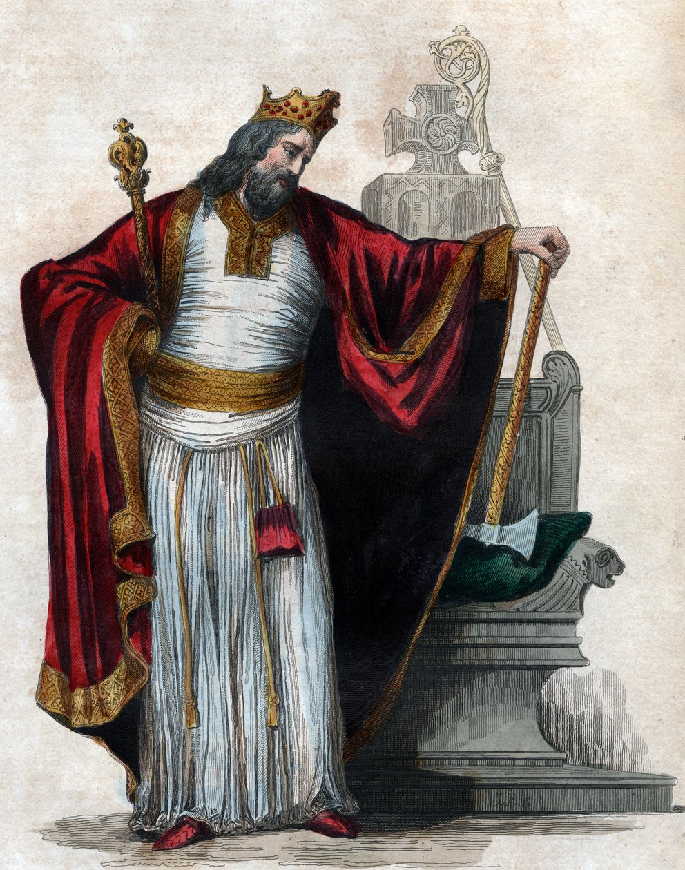 Retrato de Clovis I (466-511), rei dos francos. de French School