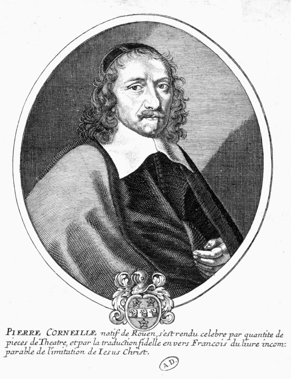 Retrato de Corneille. Gravura do século XIX. de French School