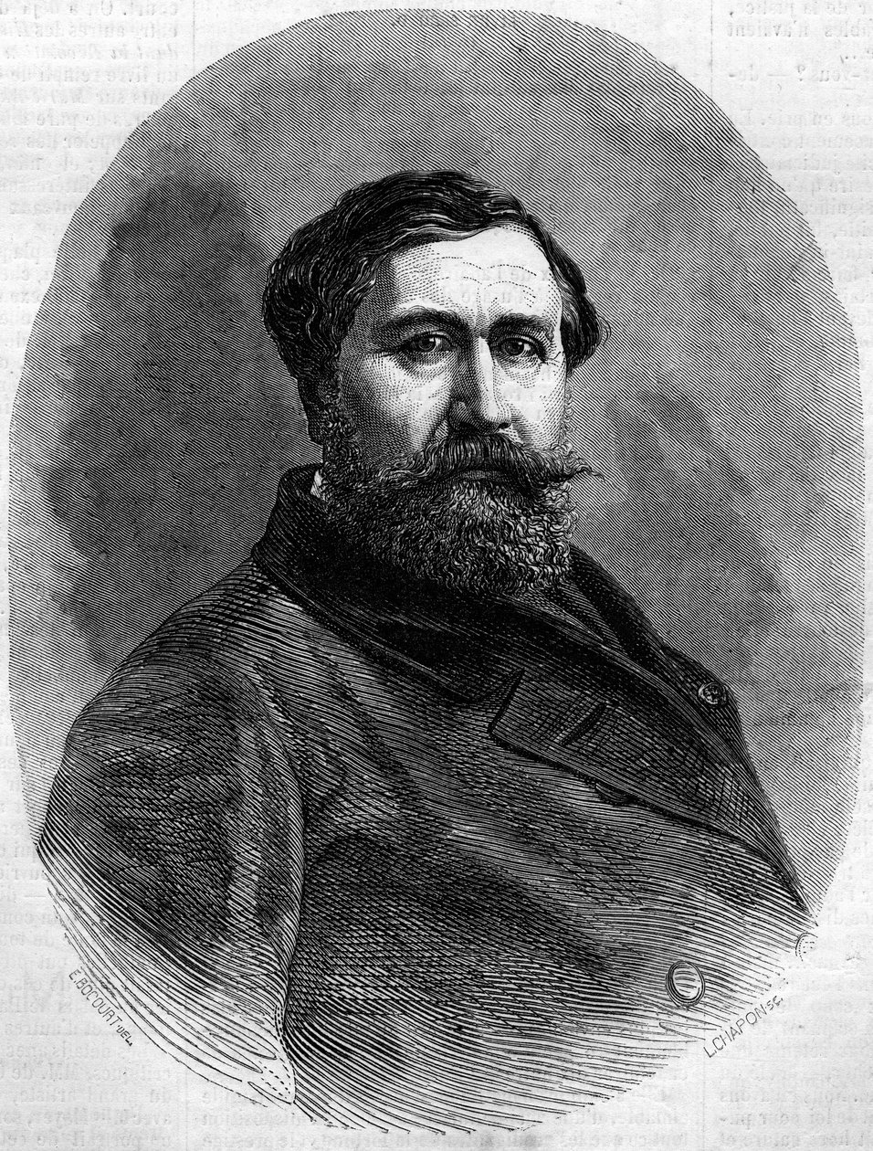 Retrato do Conde Alfred Emilien de Nieuwerkerke (1811-1892), escultor francês e alto funcionário. Gravura em "Le Monde Illustré" n°212 de 4 de Maio de 1861. de French School