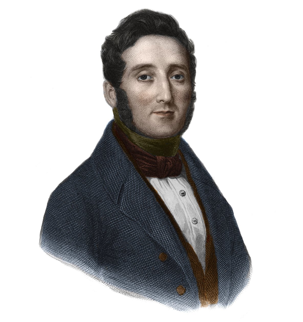 Retrato do Conde Hippolyte François Jaubert (1798-1874), político e botânico francês. in "Livro dos Oradores" de Louis de Cormenin Timon. 1842. Coleção privada. de French School