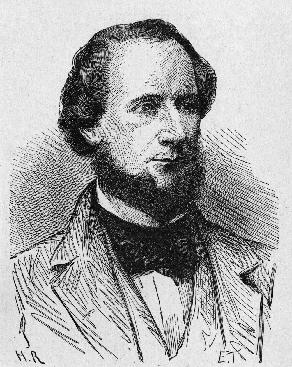 Retrato de Cyrus West Field (1819 - 1892), industrial americano - em "Album of Science; ilustres estudiosos; Grandes Descobertas" 1896. de French School