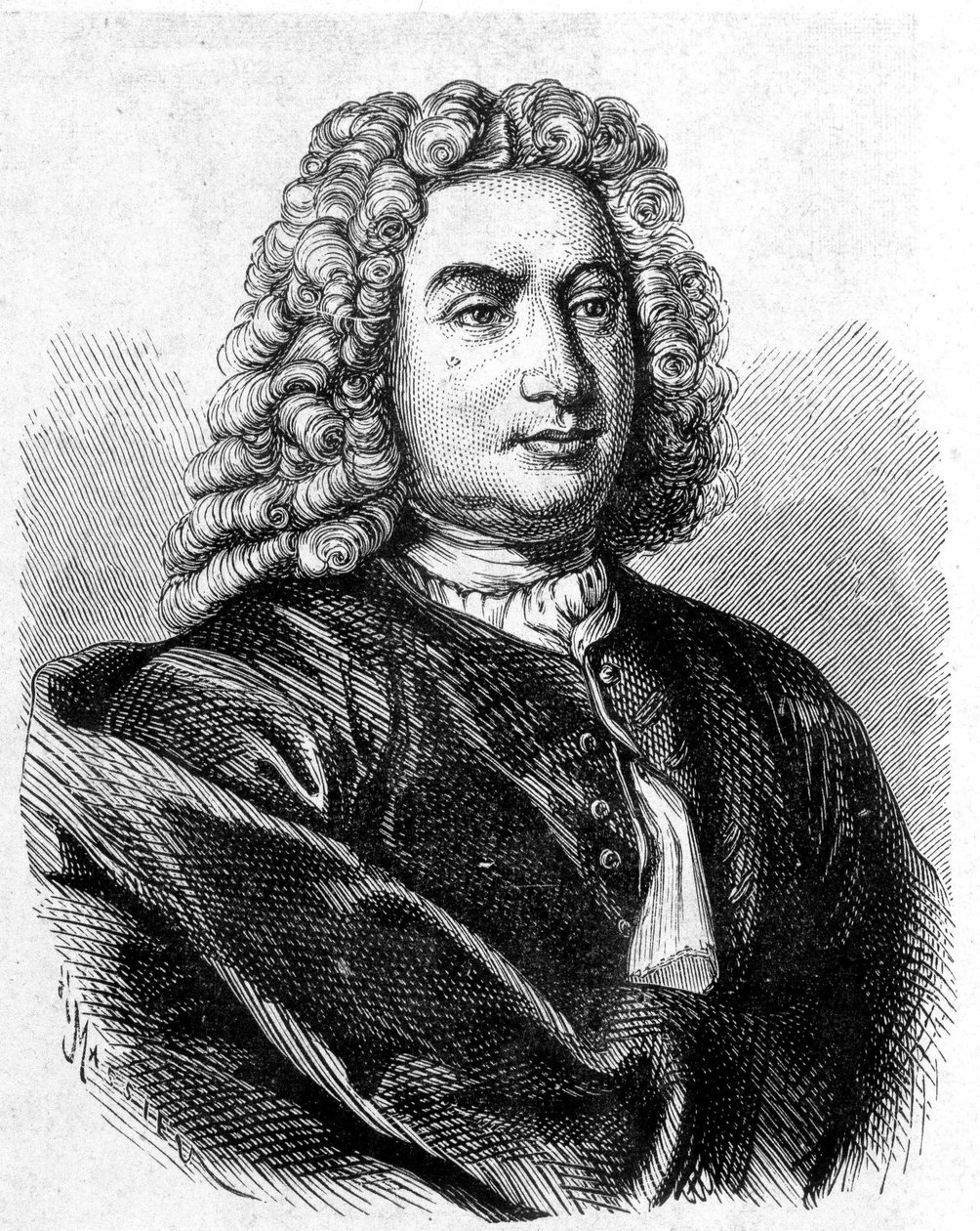 Retrato de Daniel Bernouilli (Bernoulli) (1700 - 1782), matemático e físico suíço - em “Album de la Science; cientistas ilustres; Grandes descobertas ”” ”1896. de French School