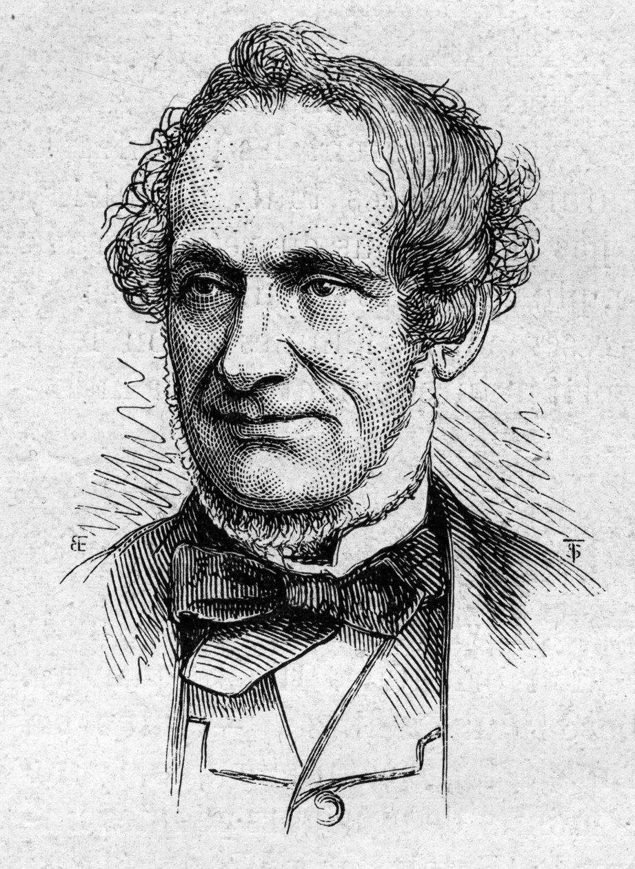 Retrato de Desejo Nisard (1806-1888), ensaísta e académico francês. Gravura em "Le Monde Illustré" n°883 de 14 de Março de 1874. de French School