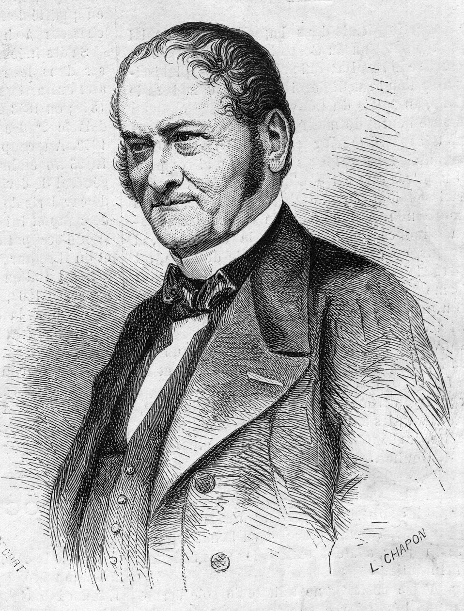 Retrato do Dr. Jules Cabarrus (1801-1870), médico francês. Gravura em "Le Monde Illustré" n°685 de 28 de Maio de 1870. de French School
