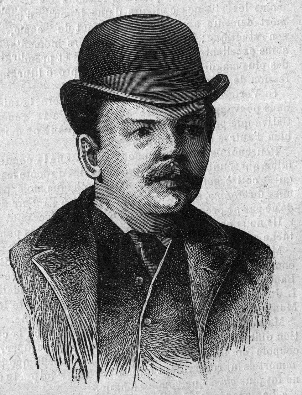 Retrato do Dr. Leander Starr Jameson (1853-1917), primeiro-ministro britânico da Colônia do Cabo na África do Sul (Transvaal). Gravura em "La gazette du dimanche" de 16 de janeiro de French School