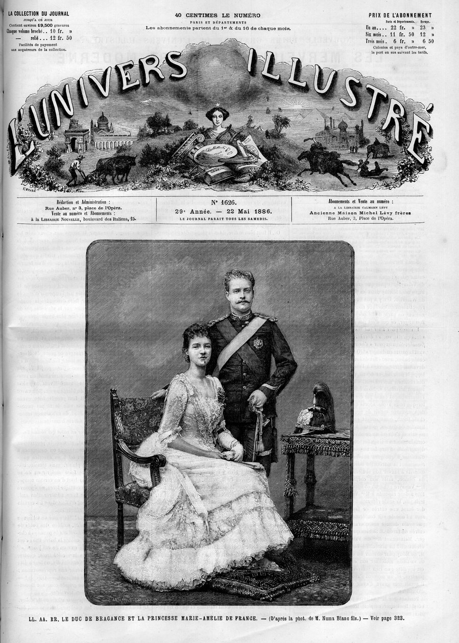 Retrato do Duque Charles Ferdinand de Bragança (1863-1908) e da Princesa de França Marie Amelie d