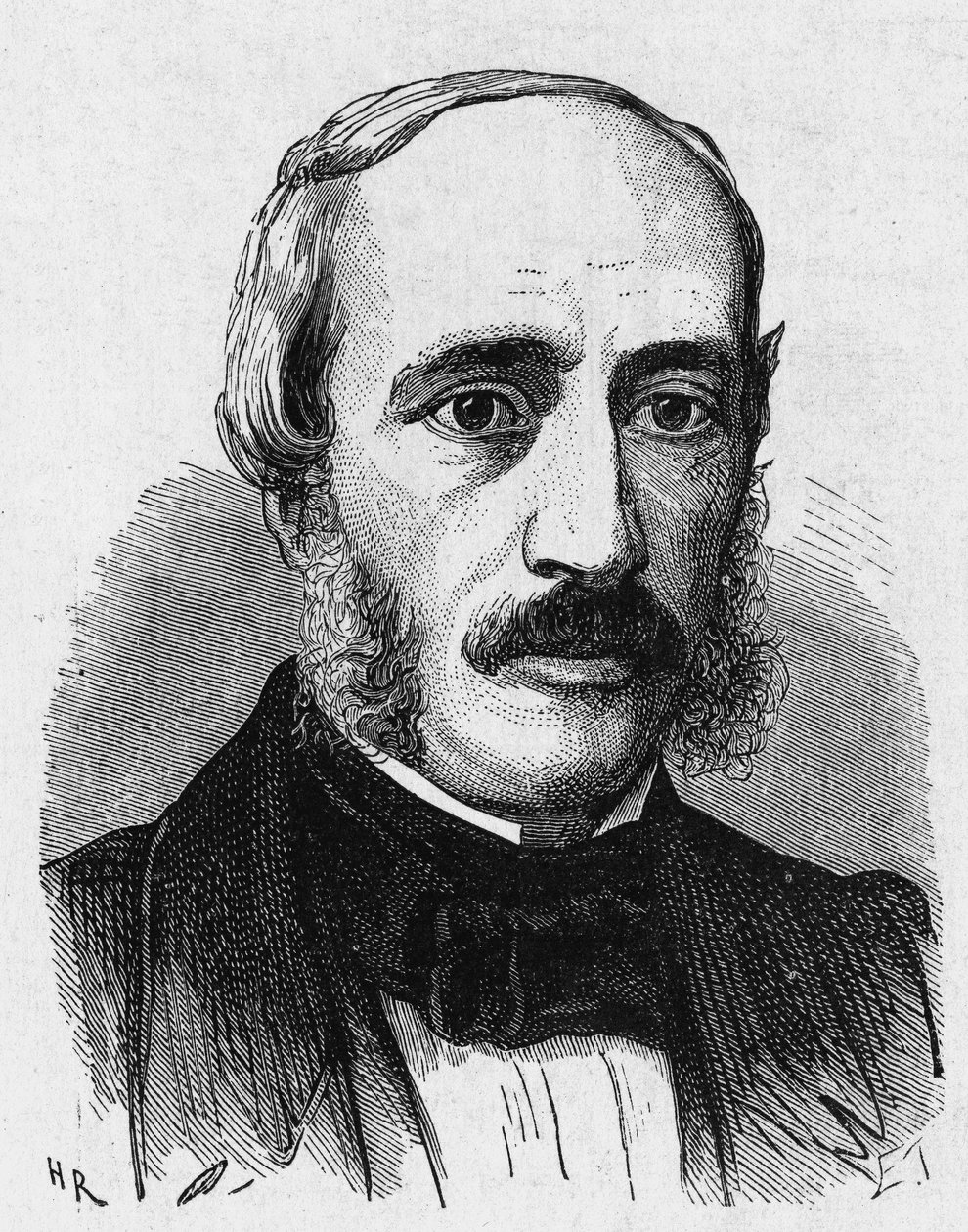 Retrato de Edmond Becquerel (1820 - 1891), físico francês - no "Album de la Science; cientistas ilustres; Grandes Descobertas" 1896. de French School