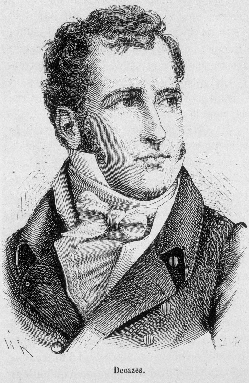Retrato de Elie Duc de Decazes e Gl¿cksberg (1780 - 1860), político francês - em "A História da França" de Henri Martin de French School