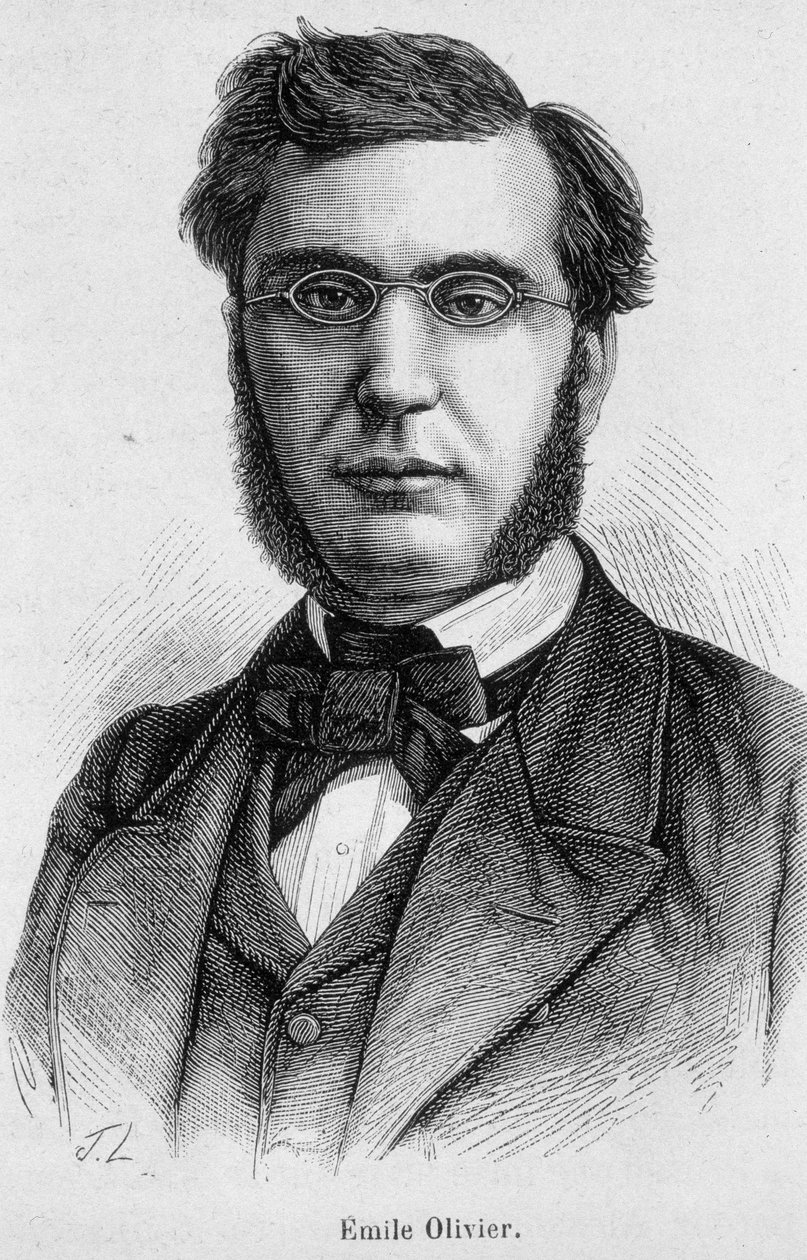 Retrato de Emile Ollivier (ou Olivier), político francês (1825 -1913) - em "L