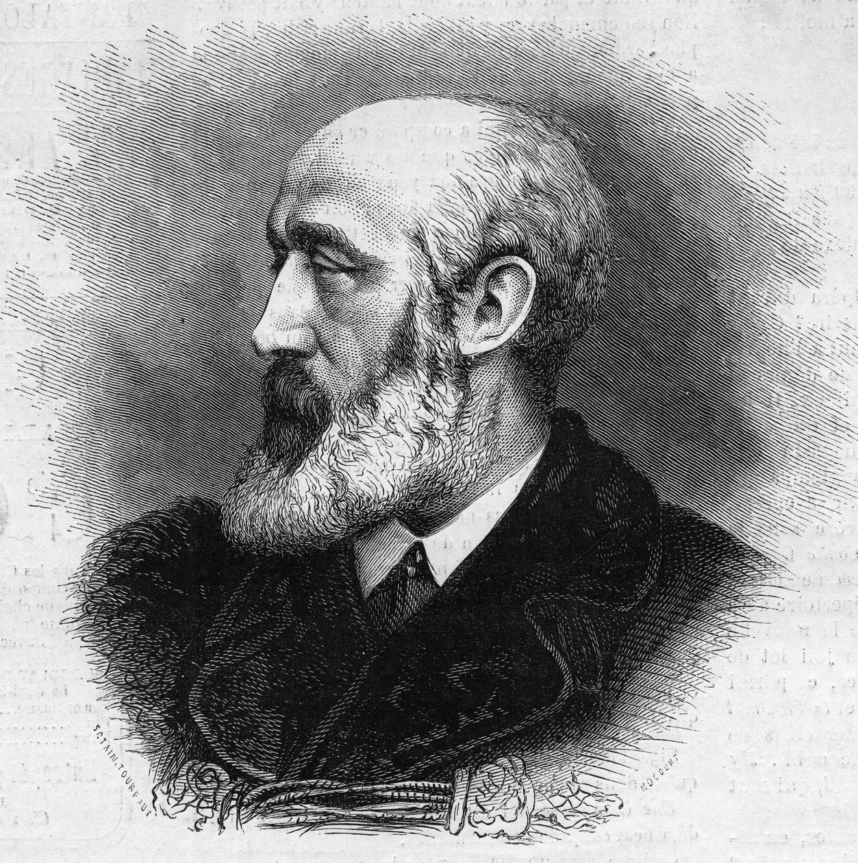 Retrato de Ernest Feydeau (1821-1873), poeta e romancista francês. Gravura em "Le Monde Illustré" n°865 de 8 de novembro de French School