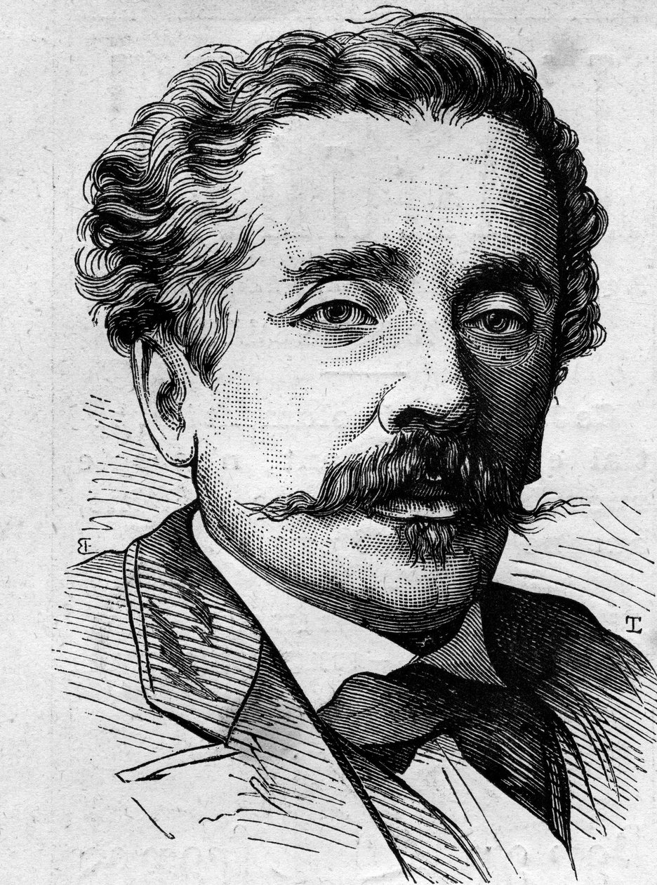 Retrato de Ernest Lacan (1829-1879), jornalista e escritor francês. Gravura em "Le Monde Illustré" n°1141 de 8 de fevereiro de French School