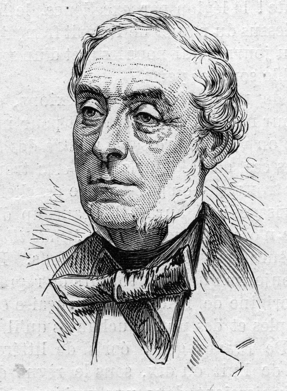 Retrato de Ernest Legouve (1807-1903), poeta francês, romancista, dramaturgo, ensaísta e acadêmico. Gravura em "Le Monde Illustré" n°883 de 14 de Março de 1874. de French School