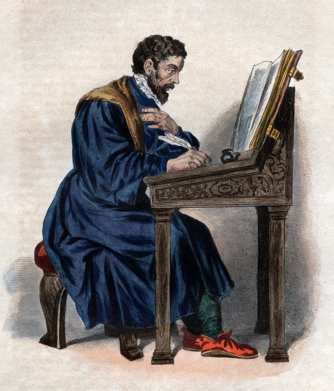 Retrato de Etienne Jodelle (1532-1573), dramaturgo francês e poeta. de French School