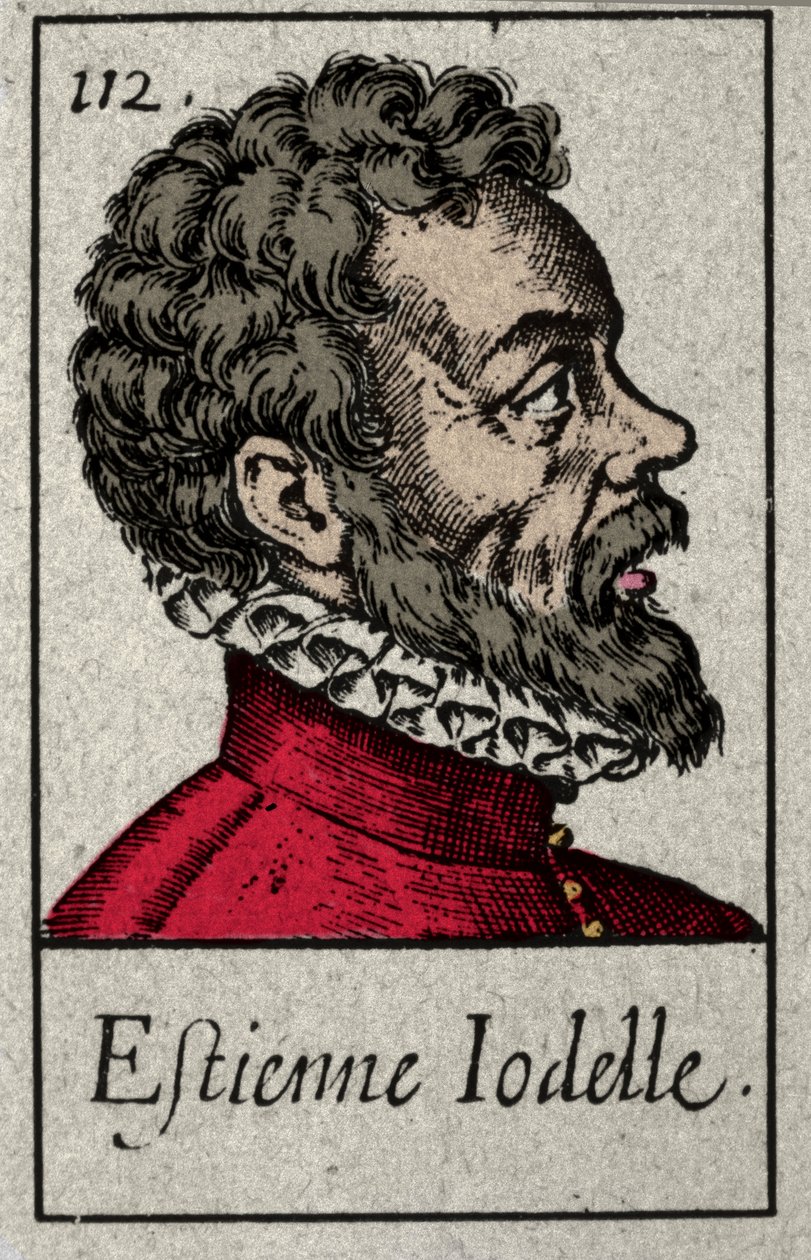 Retrato de Etienne Jodelle (1532-1573), poeta francês membro do movimento Pleiade. Gravura do século XIX. de French School