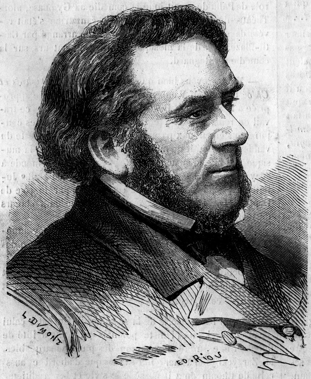 Retrato de Eugene Bethmont (1804-1860), advogado e político francês, ex-ministro da Justiça. Gravura em "Le Monde Illustré" n°156 de 7 de Abril de 1860. de French School