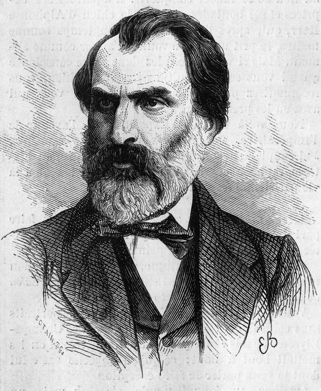Retrato de Eugene Pelletan (1813-1884), político francês. Gravura em "Le Monde Illustré" n°634 de 5 de junho de French School