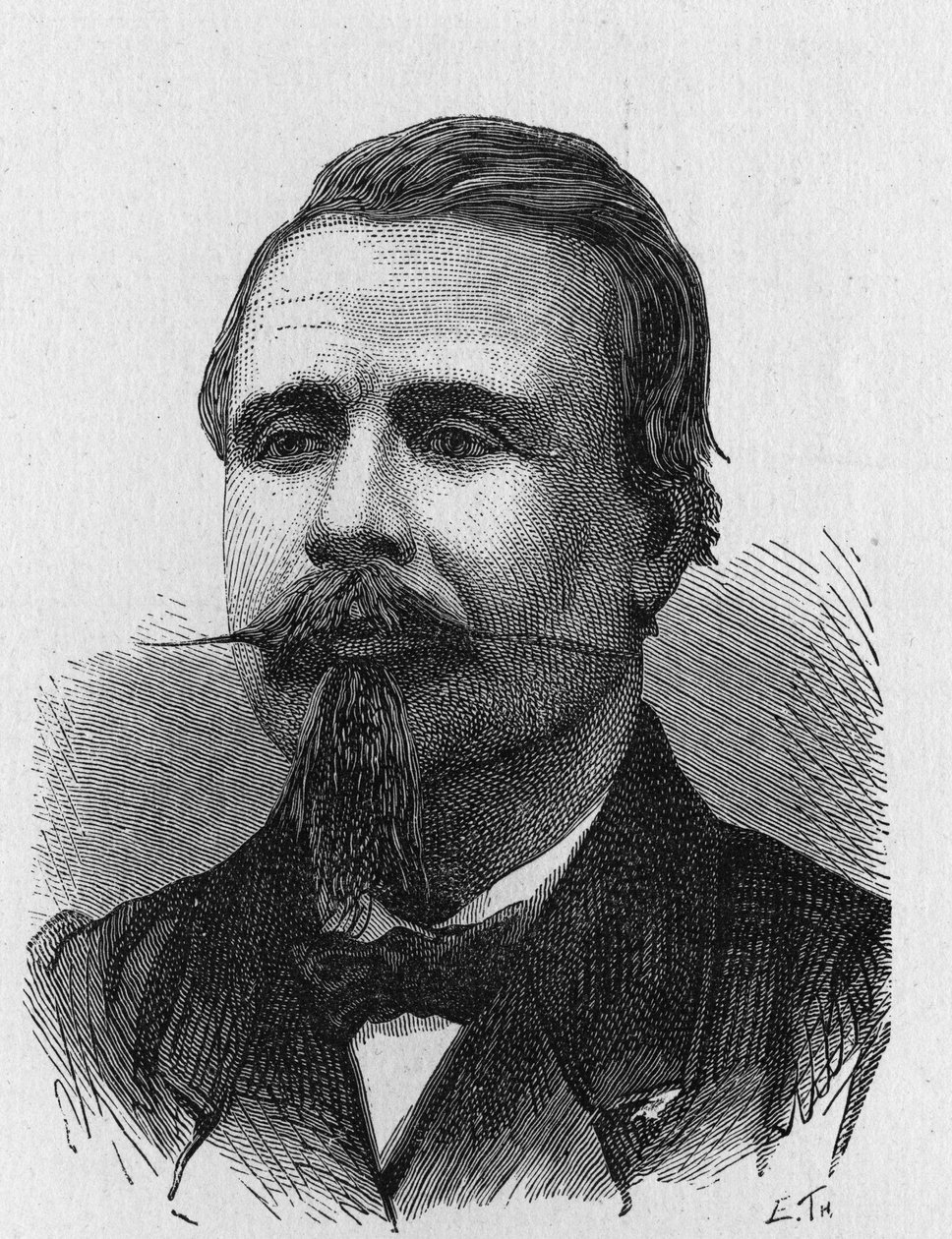 Retrato de Eugène Godard (1827 - 1890), artista aeronáutico francês - em "Album of Science; Ilustres estudiosos; Grandes descobertas" 1896. de French School