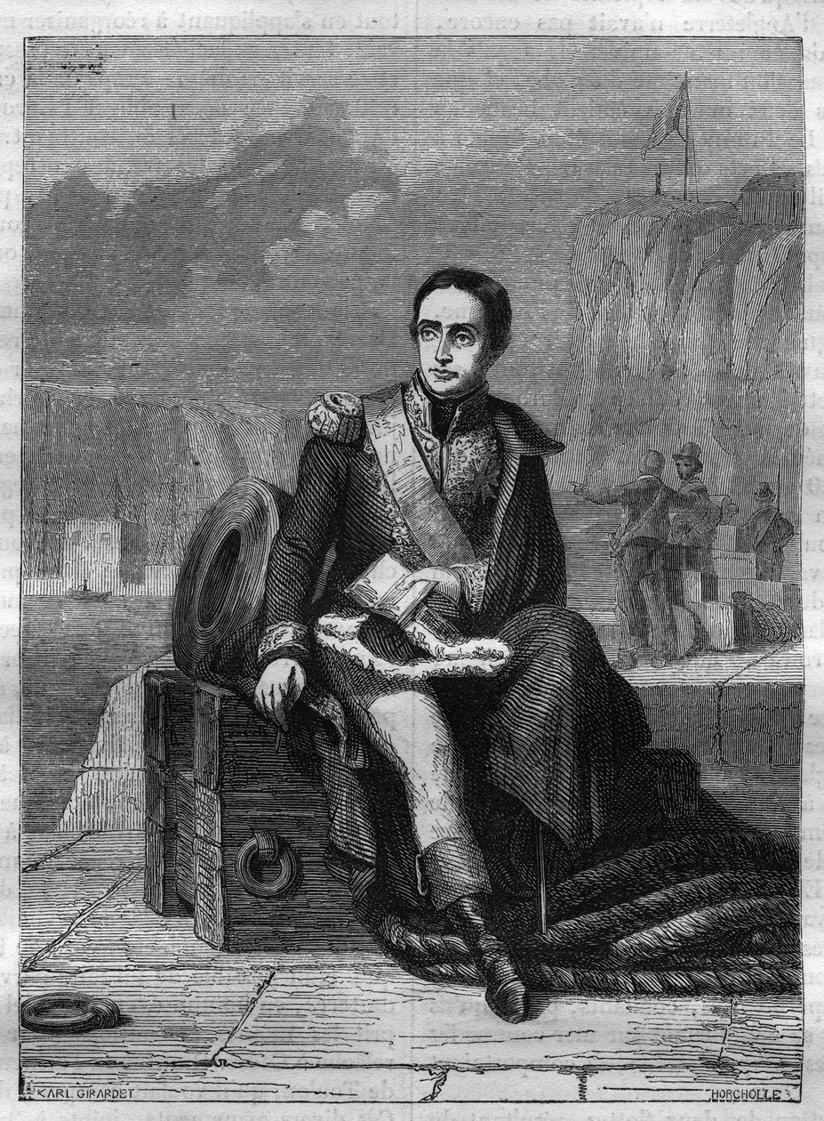 Retrato de Eustache Bruix (1759-1805), almirante francês - Gravura de 1865 em "Histoire du Consulate et de l